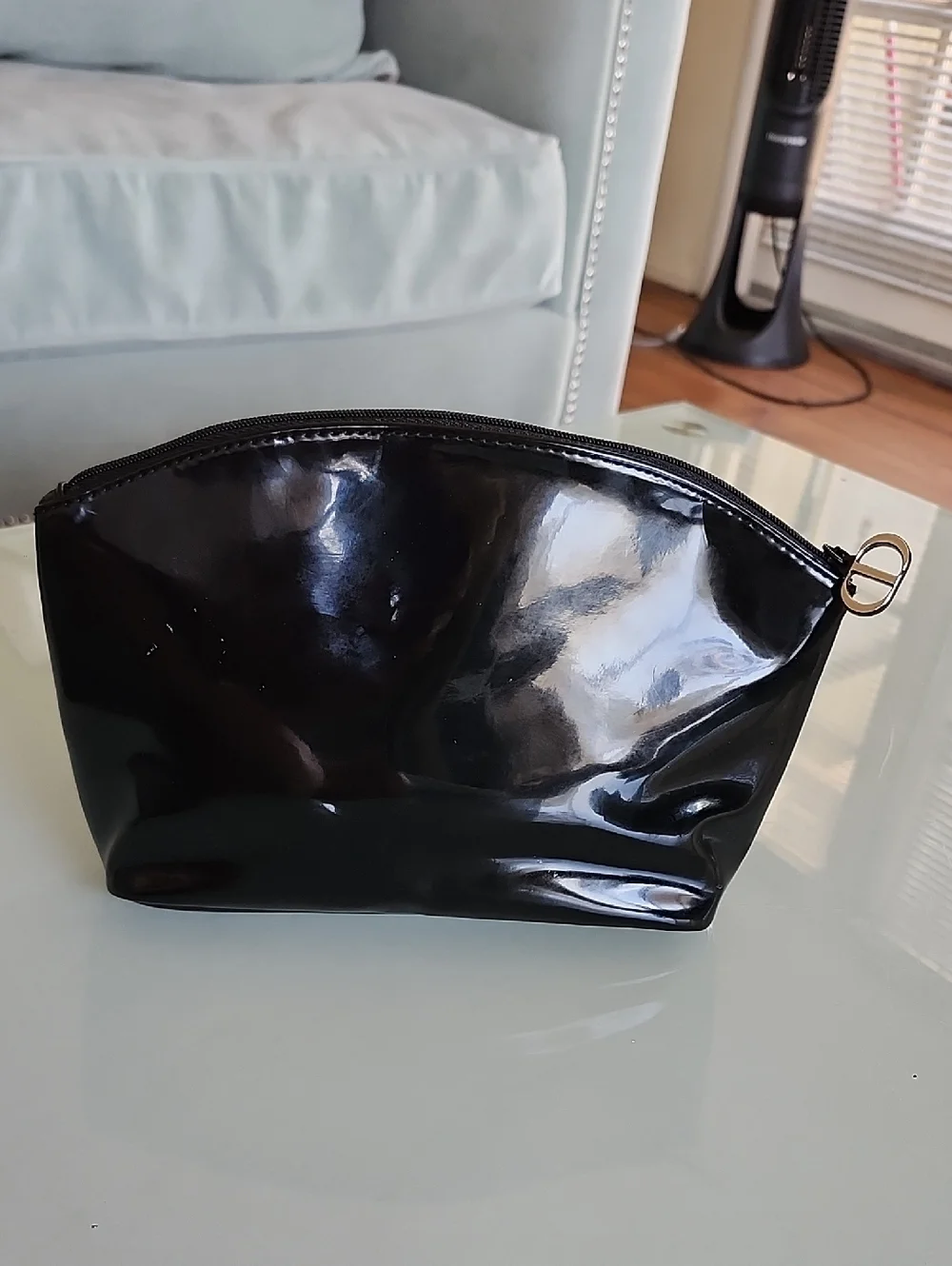 Authentic Dior Black Patent Beauty Pouch Make-up Clutch Parfum Bag Cosmetic Case
